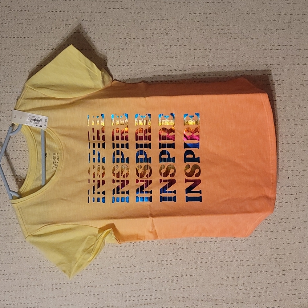 SO GIRLS FAVORITE GRAPHIC TEE: INSPIRE: YELLOW OMBRE: NWT: SZ S (7)